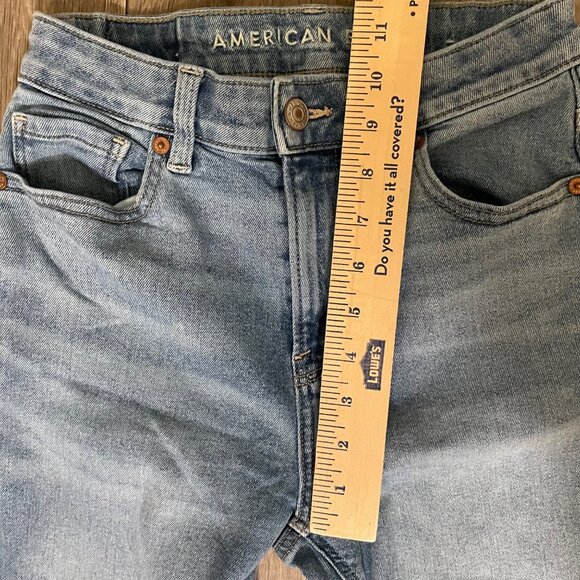American Eagle Stretch Womens Mom Jean Size 0 Regular Med Wash - Picture 7 of 8